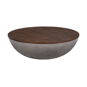 Homeroots 48" Brown And Gray Solid Wood And Concrete Round Coffee Table   520639