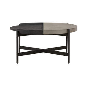 Homeroots 32" Gray And Black Concrete And Metal Round Coffee Table   520641