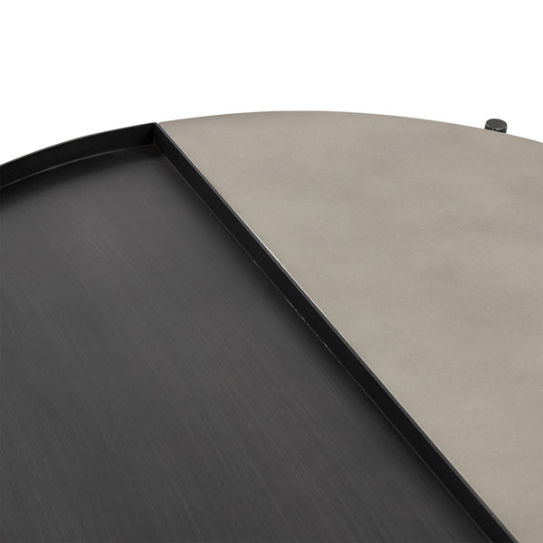 Homeroots 32" Gray And Black Concrete And Metal Round Coffee Table   520641