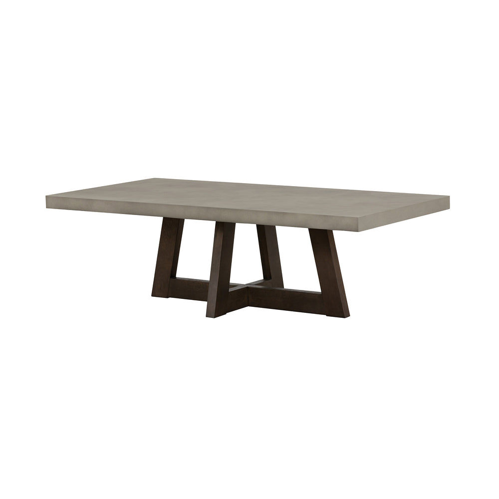 Homeroots 55" Gray And Brown Concrete And Solid Wood Coffee Table   520642