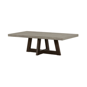 Homeroots 55" Gray And Brown Concrete And Solid Wood Coffee Table   520642