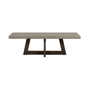 Homeroots 55" Gray And Brown Concrete And Solid Wood Coffee Table   520642