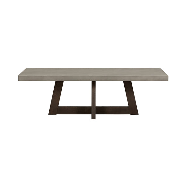 Homeroots 55" Gray And Brown Concrete And Solid Wood Coffee Table   520642