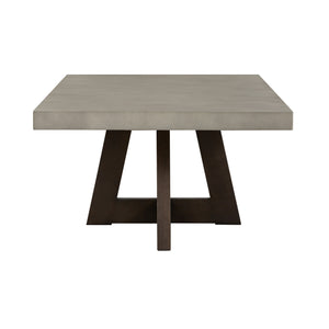 Homeroots 55" Gray And Brown Concrete And Solid Wood Coffee Table   520642
