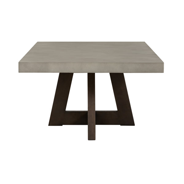 Homeroots 55" Gray And Brown Concrete And Solid Wood Coffee Table   520642