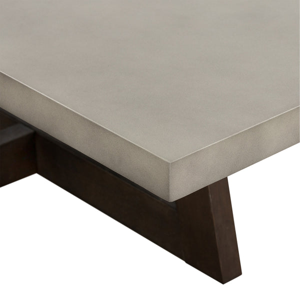 Homeroots 55" Gray And Brown Concrete And Solid Wood Coffee Table   520642