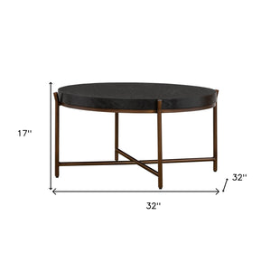 Homeroots 32" Black And Brown Solid Wood And Metal Round Coffee Table   520643