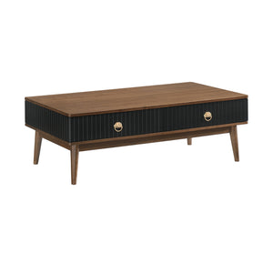 Homeroots 47" Brown And Black Coffee Table With Two Drawers   520644