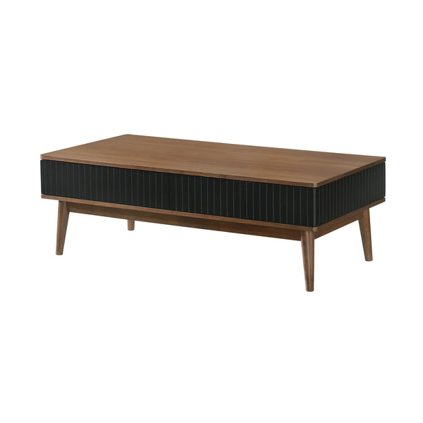 Homeroots 47" Brown And Black Coffee Table With Two Drawers   520644