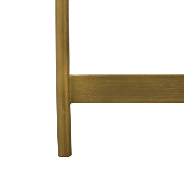 Homeroots 32" Gray And Brass Concrete And Metal Round Coffee Table   520648