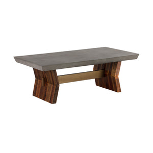 Homeroots 26" Gray And Brown Concrete And Solid Wood Coffee Table   520651