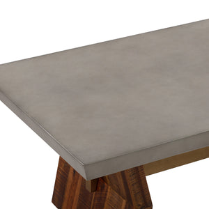 Homeroots 26" Gray And Brown Concrete And Solid Wood Coffee Table   520651