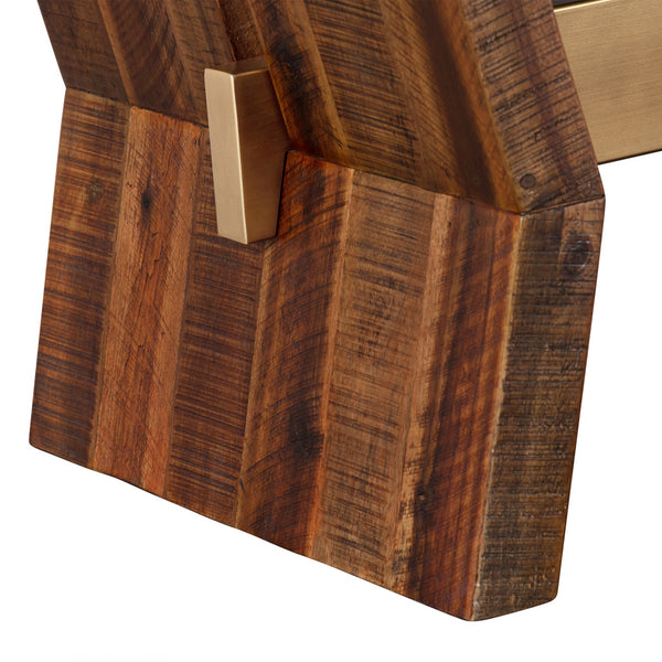 Homeroots 26" Gray And Brown Concrete And Solid Wood Coffee Table   520651