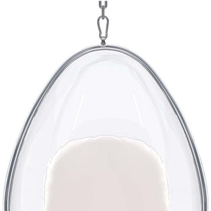 Homeroots 47" White And Silver Acrylic And Faux Leather Oval Balloon Chair   520656