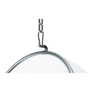 Homeroots 47" White And Silver Acrylic And Faux Leather Oval Balloon Chair   520656