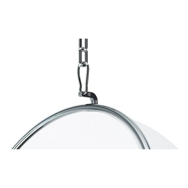 Homeroots 47" White And Silver Acrylic And Faux Leather Oval Balloon Chair   520656