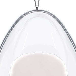 Homeroots 47" White And Silver Acrylic And Faux Leather Oval Balloon Chair   520656