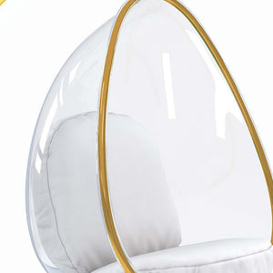 Homeroots 28" White And Gold Acrylic And Faux Leather Balloon Chair   520657