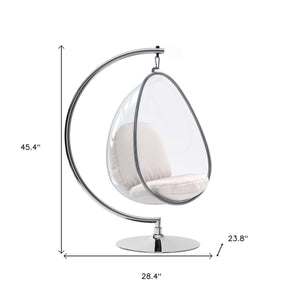 Homeroots 28" White And Silver Acrylic And Faux Leather Balloon Chair   520658