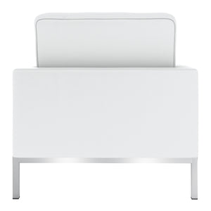 Homeroots 31" White And Silver Italian Leather Tufted Arm Chair   520659