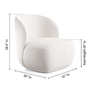 Homeroots 31" White Boucle Mod Wingback Chair   520661