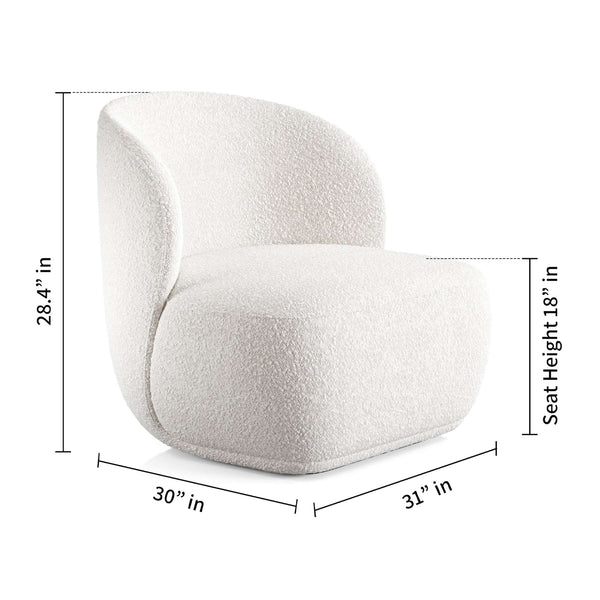 Homeroots 31" White Boucle Mod Wingback Chair   520661