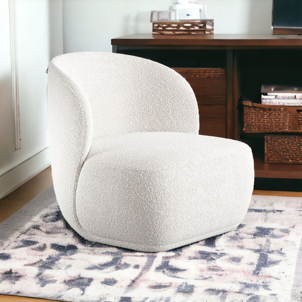 Homeroots 31" White Boucle Mod Wingback Chair   520661