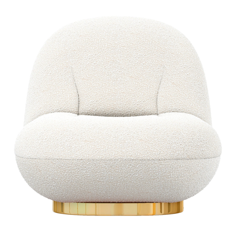 Homeroots 30" White And Gold Boucle Accent Chair   520662