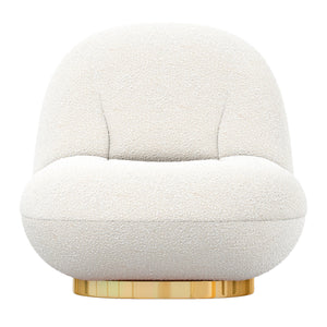 Homeroots 30" White And Gold Boucle Accent Chair   520662