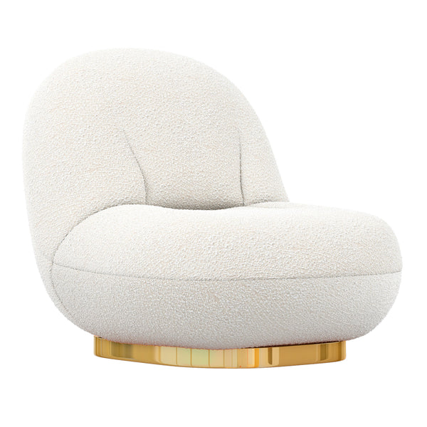 Homeroots 30" White And Gold Boucle Accent Chair   520662