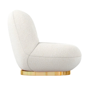 Homeroots 30" White And Gold Boucle Accent Chair   520662