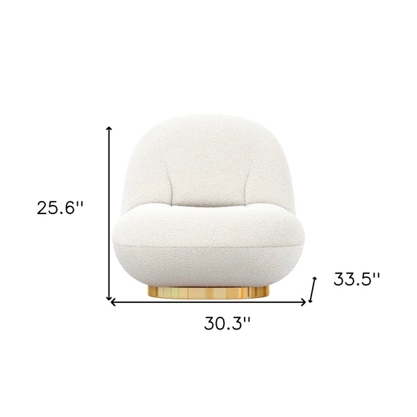 Homeroots 30" White And Gold Boucle Accent Chair   520662