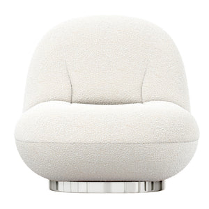 Homeroots 30" White And Silver Boucle Slipper Chair   520663