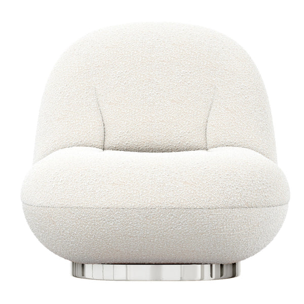 Homeroots 30" White And Silver Boucle Slipper Chair   520663