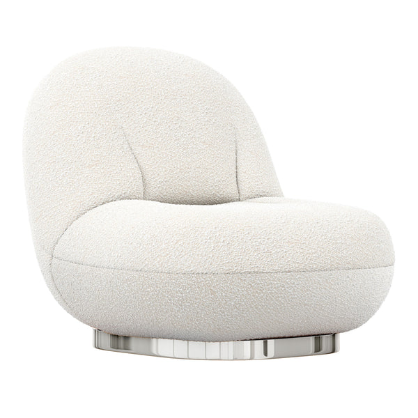 Homeroots 30" White And Silver Boucle Slipper Chair   520663