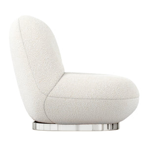 Homeroots 30" White And Silver Boucle Slipper Chair   520663