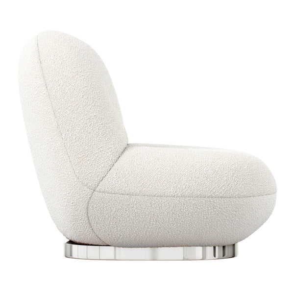 Homeroots 30" White And Silver Boucle Slipper Chair   520663