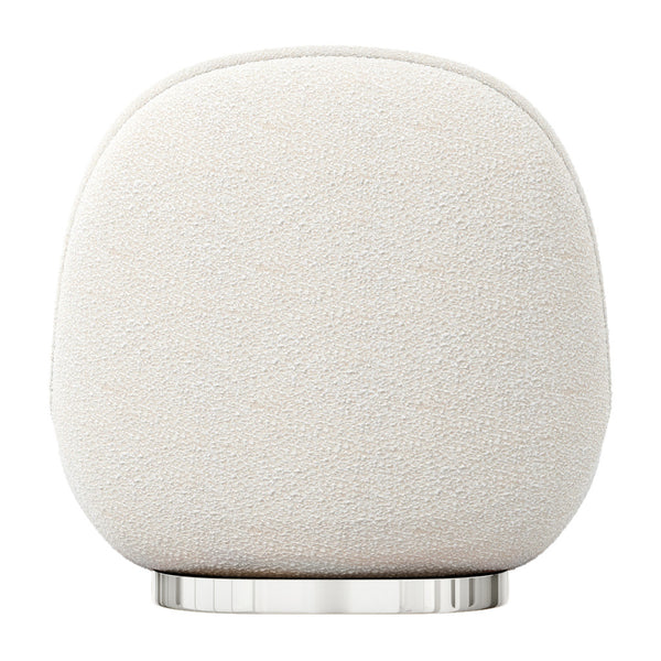 Homeroots 30" White And Silver Boucle Slipper Chair   520663