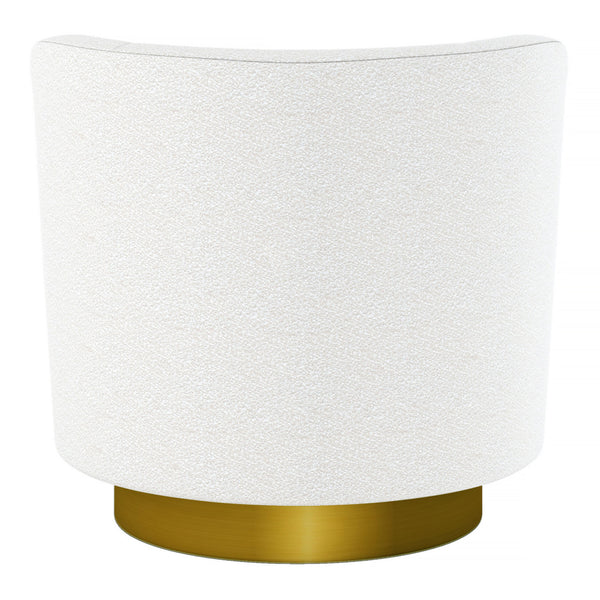 Homeroots 28" White And Gold Boucle Swivel Slipper Chair   520665