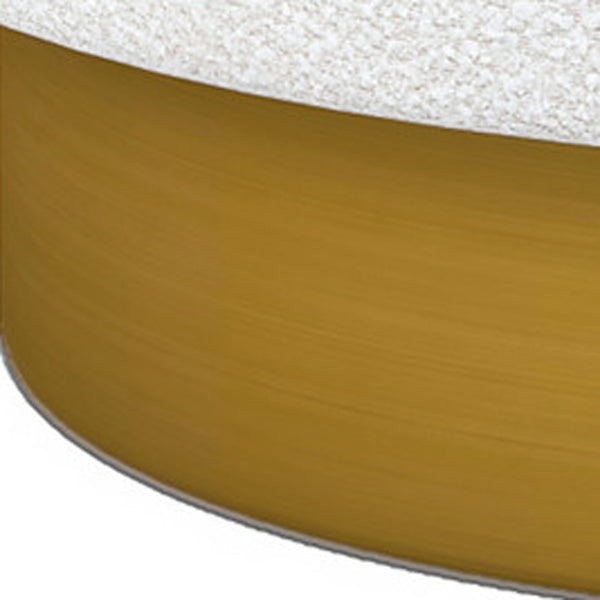 Homeroots 28" White And Gold Boucle Swivel Slipper Chair   520665