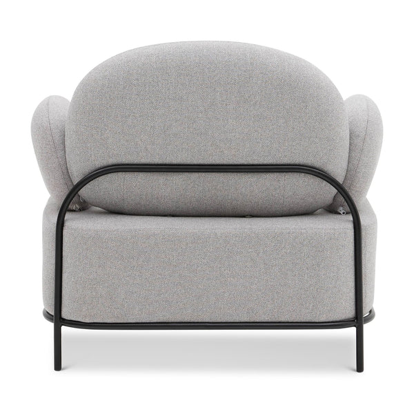 Homeroots 34" Gray And Black Fabric Cushioned Arm Chair   520669