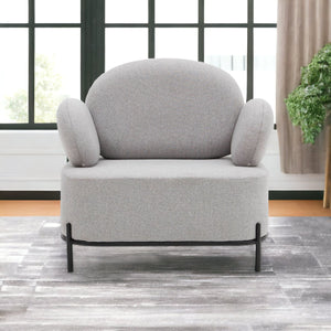 Homeroots 34" Gray And Black Fabric Cushioned Arm Chair   520669