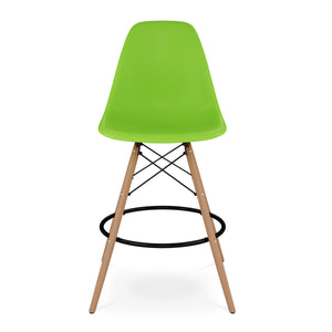 Homeroots 28" Green And Brown Heavy Duty Plastic And Solid Wood Counter Height Bar Chair   520673