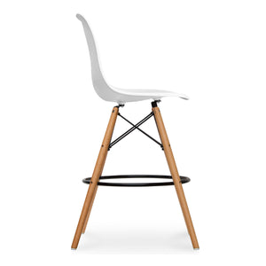 Homeroots 28" White And Brown Heavy Duty Plastic And Solid Wood Counter Height Bar Chair   520674