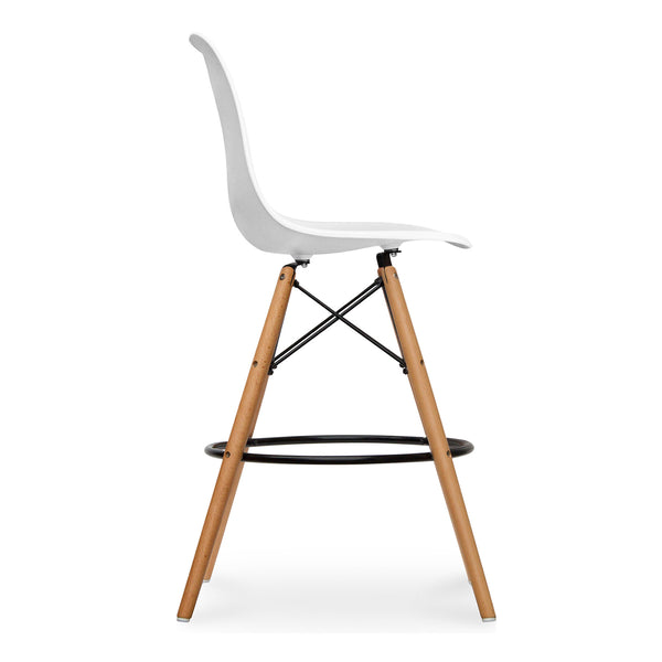 Homeroots 28" White And Brown Heavy Duty Plastic And Solid Wood Counter Height Bar Chair   520674