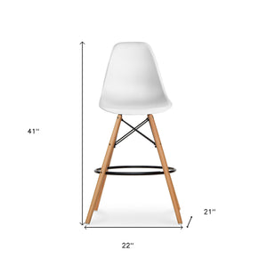 Homeroots 28" White And Brown Heavy Duty Plastic And Solid Wood Counter Height Bar Chair   520674