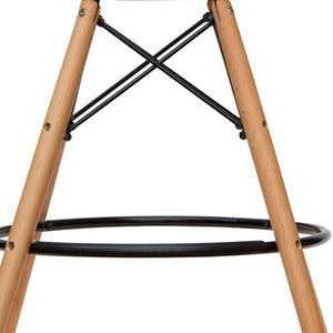 Homeroots 28" White And Brown Heavy Duty Plastic And Solid Wood Counter Height Bar Chair   520674