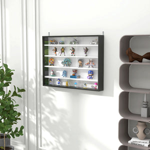 English Elm HOMCOM 5-Tier Glass Display Cabinet Wall-Mounted with 2 Doors, Adjustable Shelves for Collectibles W2225P229766