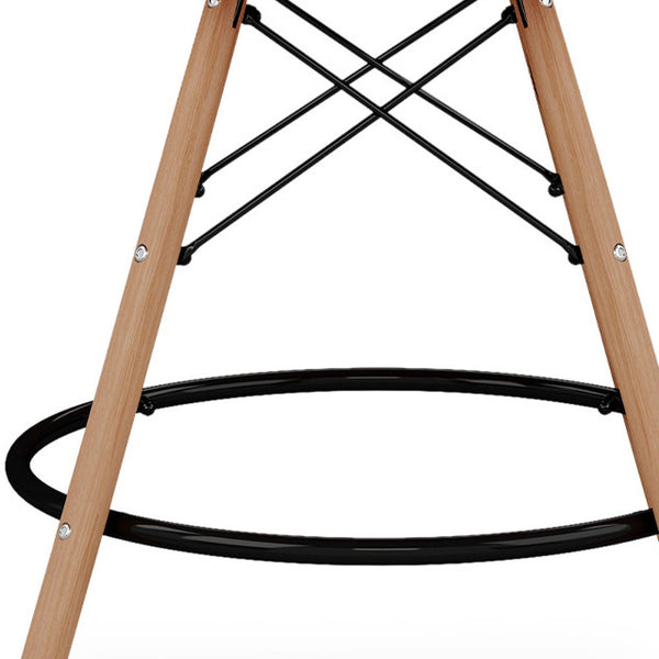 Homeroots 28" Light Blue And Brown Heavy Duty Plastic And Solid Wood Low Back Counter Height Bar Chair   520676