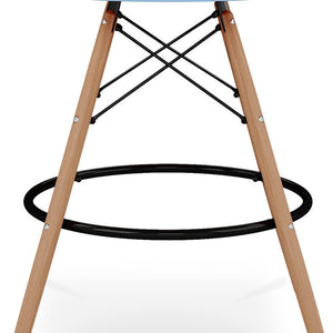 Homeroots 28" Light Blue And Brown Heavy Duty Plastic And Solid Wood Low Back Counter Height Bar Chair   520676